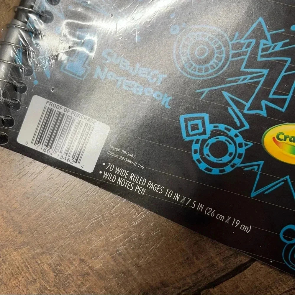 NEW Crayola Wild Notes Black 1 Subject Notebook Silver Metalic Marker Super Rare - Picture 3 of 7